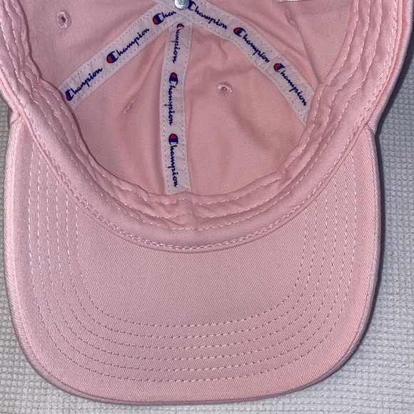 Champion Logo Spell out Baseball Hat Strap Back Adjustable Pink Color - Picture 11 of 12